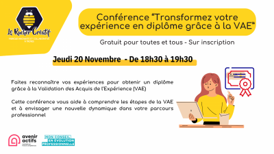 Conférence «Transformez votre expérience en diplôme grâce à la VAE»