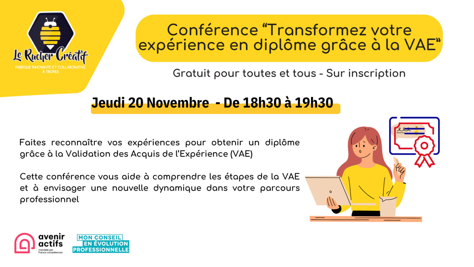 Conférence «Transformez votre expérience en diplôme grâce à la VAE»