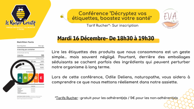 Conférence «Décryptez vos étiquettes, boostez votre santé»