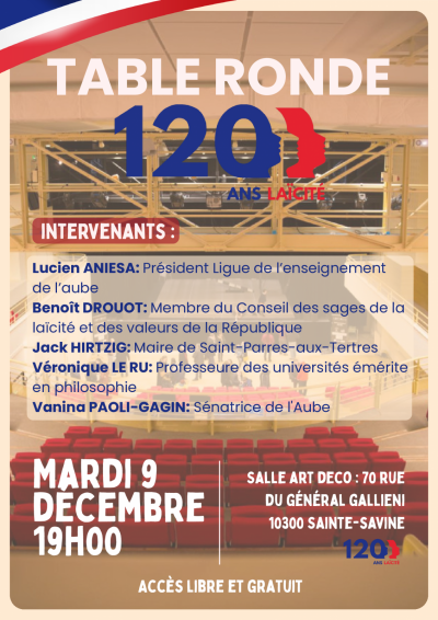 Table ronde : « La loi de séparation des Églises et de l’État au service de la République »
