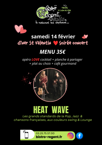 St Valentin – Soirée concert HEAT WAVE