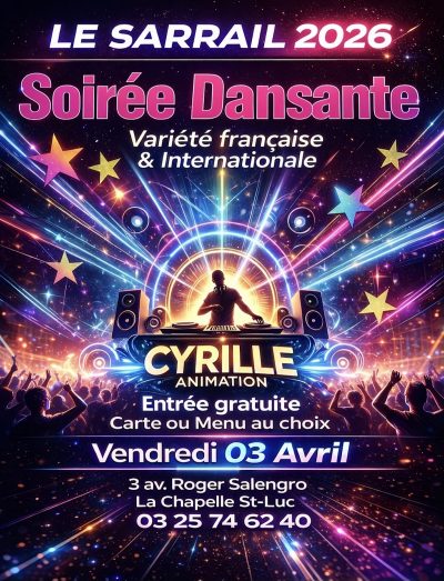 Soirée dansante variété Française et Internationale!