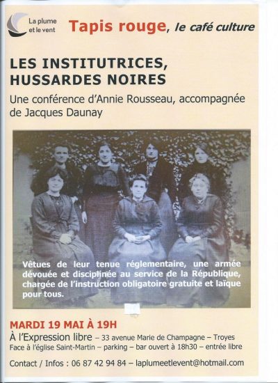 Tapis rouge, le café culture : «Institutrices, hussardes noires»