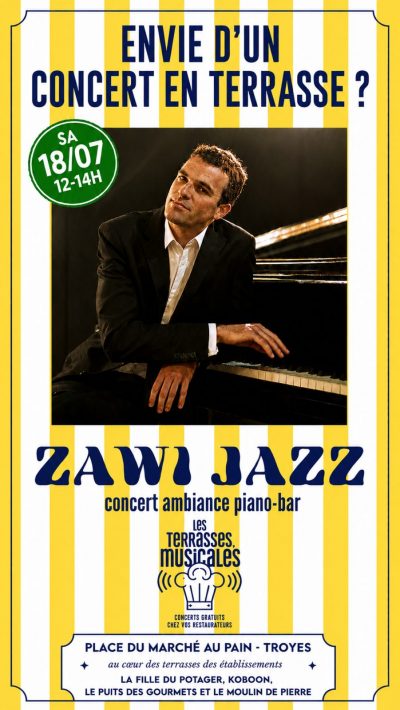 Les terrasses musicales. Concert ambiance piano-bar par le pianiste «Zawi Jazz»